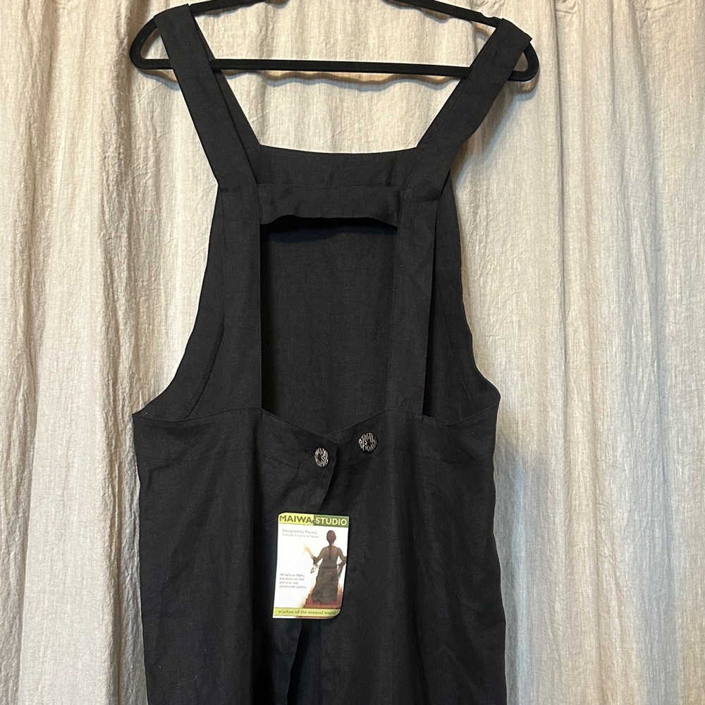 Black Linen Apron Dress NWT